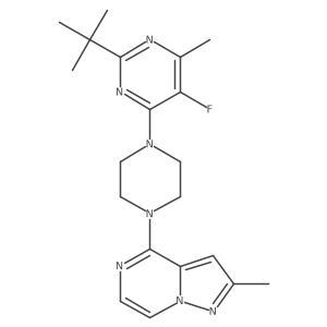 2-Tert-butyl-5-fluoro-4-methyl-6-(4-{2-methylpyrazolo[1,5-a]pyrazin-4-yl}piperazin-1-yl)pyrimidine结构式