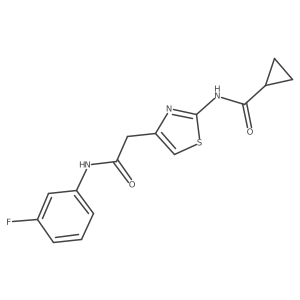 N-(4-{[(3-fluorophenyl)carbamoyl]methyl}-1,3-thiazol-2-yl)cyclopropanecarboxamide结构式