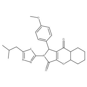 1-(4-methoxyphenyl)-2-[5-(2-methylpropyl)-1,3,4-thiadiazol-2-yl]-4a,5,6,7,8,8a-hexahydro-1H-chromeno[2,3-c]pyrrole-3,9-dione Structure
