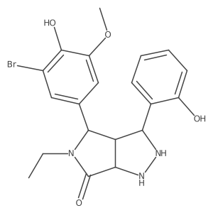 4-(3-Bromo-4-hydroxy-5-methoxyphenyl)-5-ethyl-3-(2-hydroxyphenyl)-1,2,3,3a,4,6a-hexahydropyrrolo[3,4-c]pyrazol-6-one结构式