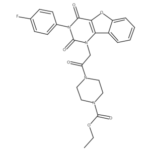 ethyl 4-(2-(3-(4-fluorophenyl)-2,4-dioxo-3,4-dihydrobenzofuro[3,2-d]pyrimidin-1(2H)-yl)acetyl)piperazine-1-carboxylate结构式