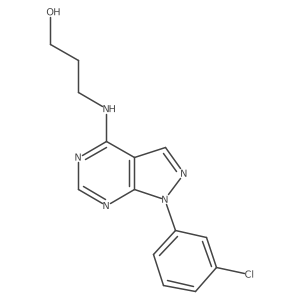 3-((1-(3-chlorophenyl)-1H-pyrazolo[3,4-d]pyrimidin-4-yl)amino)propan-1-ol Structure