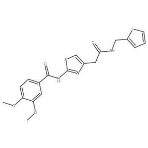 3,4-dimethoxy-N-(4-(2-oxo-2-((thiophen-2-ylmethyl)amino)ethyl)thiazol-2-yl)benzamide结构式