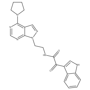 2-(1H-indol-3-yl)-2-oxo-N-(2-(4-(pyrrolidin-1-yl)-1H-pyrazolo[3,4-d]pyrimidin-1-yl)ethyl)acetamide Structure