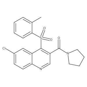 (6-Chloro-4-(o-tolylsulfonyl)quinolin-3-yl)(pyrrolidin-1-yl)methanone结构式