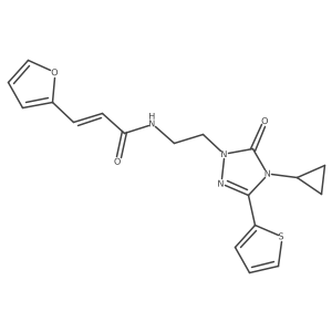(E)-N-[2-(4-Cyclopropyl-5-oxo-3-thiophen-2-yl-1,2,4-triazol-1-yl)ethyl]-3-(furan-2-yl)prop-2-enamide结构式