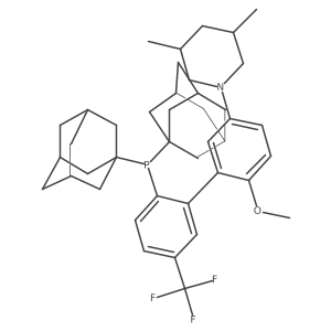 rel-(3S,5R)-1-(2'-(Di(adamantan-1-yl)phosphaneyl)-6-methoxy-5'-(trifluoromethyl)-[1,1'-biphenyl]-3-yl)-3,5-dimethylpiperidine Structure
