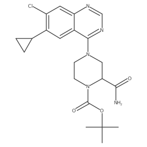 tert-Butyl 2-carbamoyl-4-(7-chloro-6-cyclopropylquinazolin-4-yl)piperazine-1-carboxylate结构式