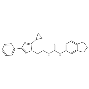 1-(benzo[d][1,3]dioxol-5-yl)-3-(2-(5-cyclopropyl-3-(pyridin-2-yl)-1H-pyrazol-1-yl)ethyl)urea结构式