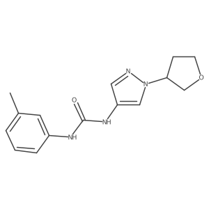 1-(1-(tetrahydrofuran-3-yl)-1H-pyrazol-4-yl)-3-(m-tolyl)urea Structure
