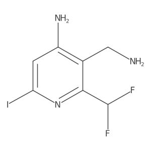 3-(Aminomethyl)-2-(difluoromethyl)-6-iodopyridin-4-amine结构式