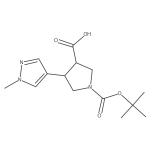 (3R,4S)-1-[(tert-butoxy)carbonyl]-4-(1-methyl-1H-pyrazol-4-yl)pyrrolidine-3-carboxylic acid Structure