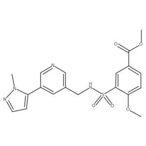 methyl 4-methoxy-3-(N-((5-(1-methyl-1H-pyrazol-5-yl)pyridin-3-yl)methyl)sulfamoyl)benzoate结构式