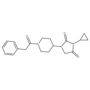 3-Cyclopropyl-1-{1-[2-(pyridin-3-yl)acetyl]piperidin-4-yl}imidazolidine-2,4-dione Structure