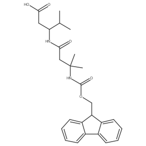 (3S)-3-[3-({[(9H-fluoren-9-yl)methoxy]carbonyl}amino)-3-methylbutanamido]-4-methylpentanoic acid结构式