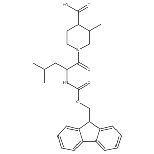 1-[(2R)-2-({[(9H-fluoren-9-yl)methoxy]carbonyl}amino)-4-methylpentanoyl]-3-methylpiperidine-4-carboxylic acid Structure