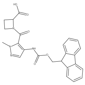 1-[4-({[(9H-fluoren-9-yl)methoxy]carbonyl}amino)-1-methyl-1H-pyrazole-5-carbonyl]azetidine-2-carboxylic acid结构式