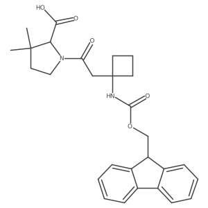 1-{2-[1-({[(9H-fluoren-9-yl)methoxy]carbonyl}amino)cyclobutyl]acetyl}-3,3-dimethylpyrrolidine-2-carboxylic acid Structure
