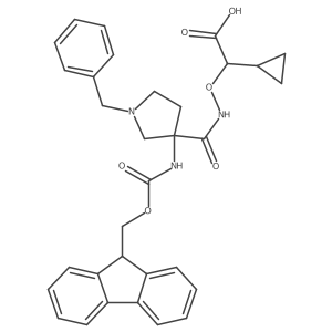 2-({[1-benzyl-3-({[(9H-fluoren-9-yl)methoxy]carbonyl}amino)pyrrolidin-3-yl]formamido}oxy)-2-cyclopropylacetic acid结构式