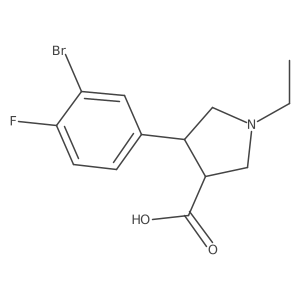 4-(3-Bromo-4-fluorophenyl)-1-ethylpyrrolidine-3-carboxylic acid结构式