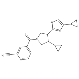 4-[(3R,4R)-3-Cyclopropyl-4-(3-cyclopropyl-1H-1,2,4-triazol-5-yl)pyrrolidine-1-carbonyl]pyridine-2-carbonitrile结构式