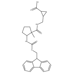 rac-(1R,2S)-2-({[2-({[(9H-fluoren-9-yl)methoxy]carbonyl}amino)-1-methylcyclopentyl]formamido}methyl)cyclopropane-1-carboxylic acid Structure