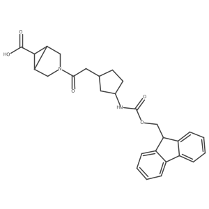 rac-3-{2-[(1R,3S)-3-({[(9H-fluoren-9-yl)methoxy]carbonyl}amino)cyclopentyl]acetyl}-3-azabicyclo[3.1.0]hexane-6-carboxylic acid结构式