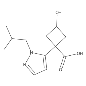 3-hydroxy-1-[1-(2-methylpropyl)-1H-pyrazol-5-yl]cyclobutane-1-carboxylic acid结构式
