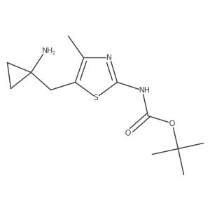 tert-butyl N-{5-[(1-aminocyclopropyl)methyl]-4-methyl-1,3-thiazol-2-yl}carbamate结构式