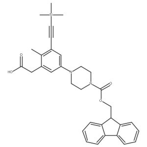 2-[5-(4-{[(9H-fluoren-9-yl)methoxy]carbonyl}piperazin-1-yl)-2-methyl-3-[2-(trimethylsilyl)ethynyl]phenyl]acetic acid结构式