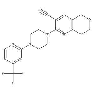 2-{4-[4-(trifluoromethyl)pyrimidin-2-yl]piperazin-1-yl}-5H,7H,8H-pyrano[4,3-b]pyridine-3-carbonitrile结构式