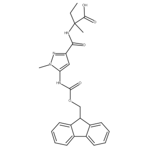 2-{[5-({[(9H-fluoren-9-yl)methoxy]carbonyl}amino)-1-methyl-1H-pyrazol-3-yl]formamido}-2-methylbutanoic acid Structure