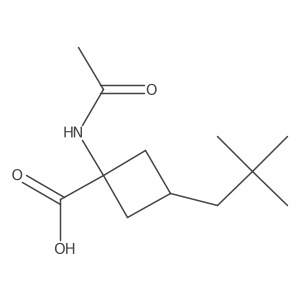3-(2,2-Dimethylpropyl)-1-acetamidocyclobutane-1-carboxylic acid结构式