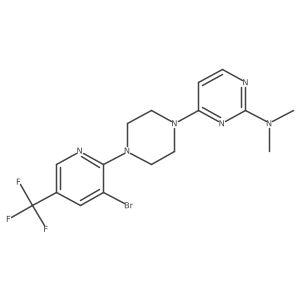 4-{4-[3-bromo-5-(trifluoromethyl)pyridin-2-yl]piperazin-1-yl}-N,N-dimethylpyrimidin-2-amine结构式