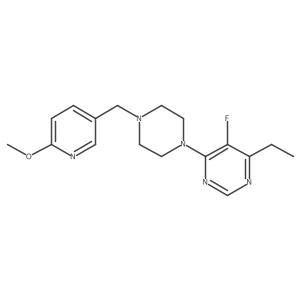4-Ethyl-5-fluoro-6-{4-[(6-methoxypyridin-3-yl)methyl]piperazin-1-yl}pyrimidine结构式