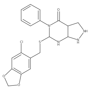 6-[(6-chloro-1,3-benzodioxol-5-yl)methylsulfanyl]-5-phenyl-2,3,3a,6,7,7a-hexahydro-1H-pyrazolo[3,4-d]pyrimidin-4-one Structure