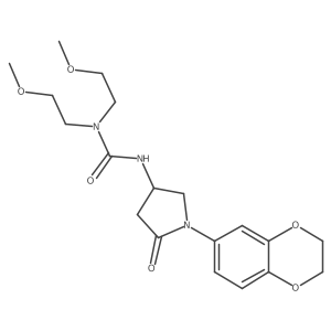 3-(1-(2,3-Dihydrobenzo[b][1,4]dioxin-6-yl)-5-oxopyrrolidin-3-yl)-1,1-bis(2-methoxyethyl)urea结构式