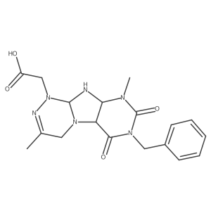 2-(7-benzyl-3,9-dimethyl-6,8-dioxo-5a,9a,10,10a-tetrahydro-4H-purino[8,7-c][1,2,4]triazin-1-yl)acetic acid结构式