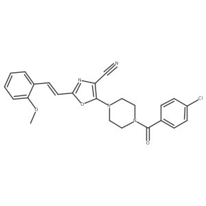 (E)-5-(4-(4-chlorobenzoyl)piperazin-1-yl)-2-(2-methoxystyryl)oxazole-4-carbonitrile Structure