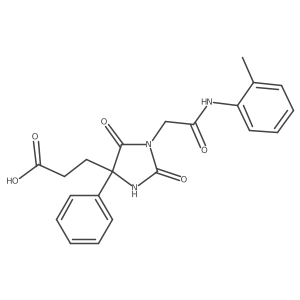 3-(2,5-Dioxo-1-(2-oxo-2-(o-tolylamino)ethyl)-4-phenylimidazolidin-4-yl)propanoic acid结构式