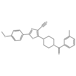 2-(4-Methoxyphenyl)-5-(4-(3-methylbenzoyl)piperazin-1-yl)oxazole-4-carbonitrile结构式