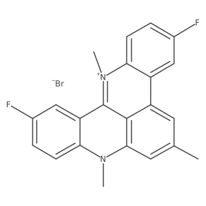 3,11-Difluoro-6,8,13-trimethyl-13H-quinolino[4,3,2-kl]acridin-8-ium bromide Structure