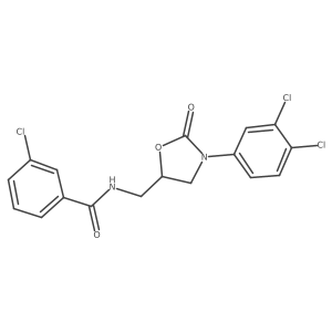 3-chloro-N-((3-(3,4-dichlorophenyl)-2-oxooxazolidin-5-yl)methyl)benzamide结构式