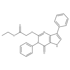 ethyl 2-((4-oxo-3,7-diphenyl-4,5-dihydro-3H-pyrrolo[3,2-d]pyrimidin-2-yl)thio)acetate结构式