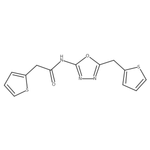2-(thiophen-2-yl)-N-(5-(thiophen-2-ylmethyl)-1,3,4-oxadiazol-2-yl)acetamide结构式