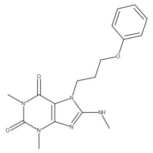 CNc1nc2c(c(=O)n(C)c(=O)n2C)n1CCCOc1ccccc1结构式