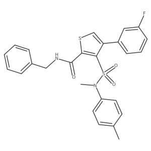 N-benzyl-4-(3-fluorophenyl)-3-[methyl(4-methylphenyl)sulfamoyl]thiophene-2-carboxamide结构式