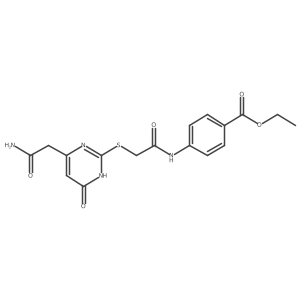Ethyl 4-(2-((4-(2-amino-2-oxoethyl)-6-oxo-1,6-dihydropyrimidin-2-yl)thio)acetamido)benzoate Structure