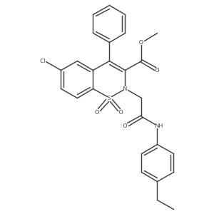 methyl 6-chloro-2-(2-((4-ethylphenyl)amino)-2-oxoethyl)-4-phenyl-2H-benzo[e][1,2]thiazine-3-carboxylate 1,1-dioxide Structure