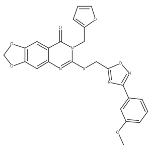 7-[(furan-2-yl)methyl]-6-({[3-(3-methoxyphenyl)-1,2,4-oxadiazol-5-yl]methyl}sulfanyl)-2H,7H,8H-[1,3]dioxolo[4,5-g]quinazolin-8-one Structure